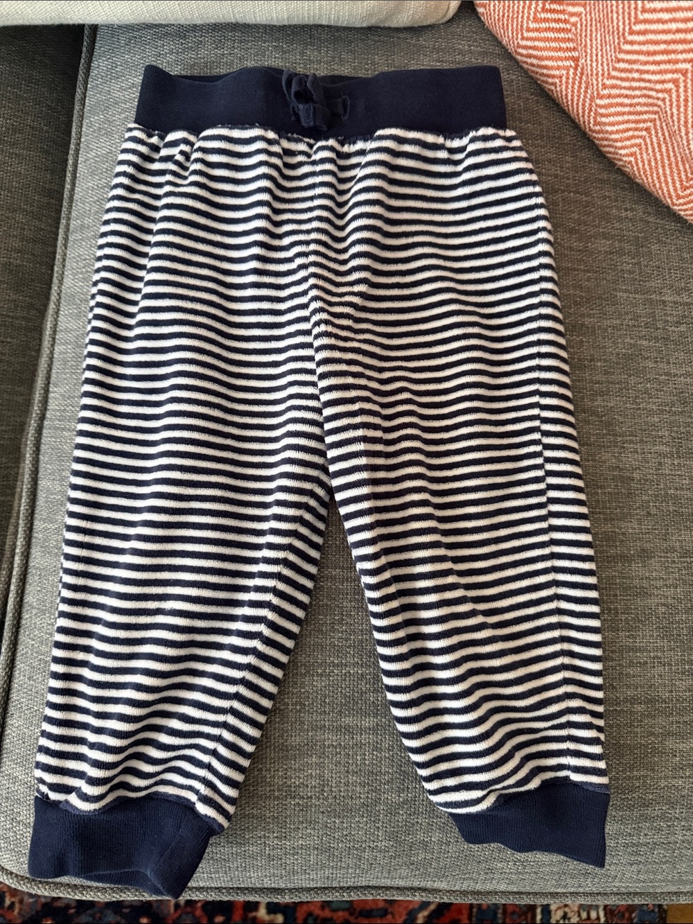 Ralph Lauren Navy and White Striped Terry Jogger Pants 12M